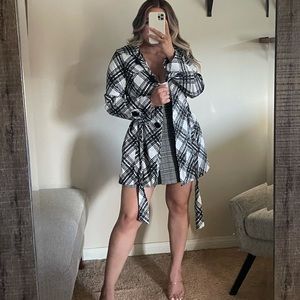 Black Plaid trench coat